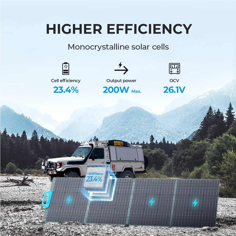 BLUETTI 200W Solar Panel Foldable Off-Grid for Power Station 23.4% Efficiency