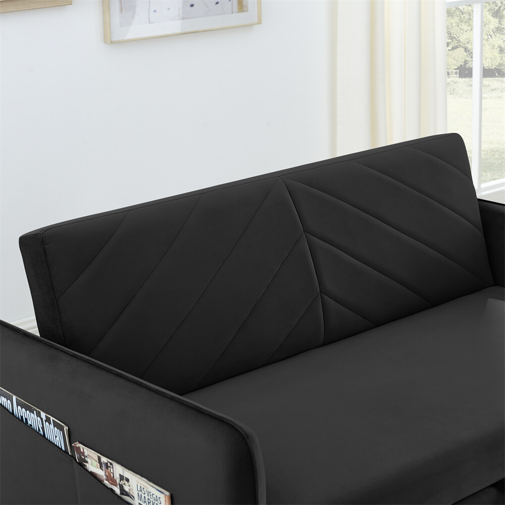 3-in-1 Sleeper Sofa Bed Adjustable sleeper with pull-out bed w/USB Port & Pillow