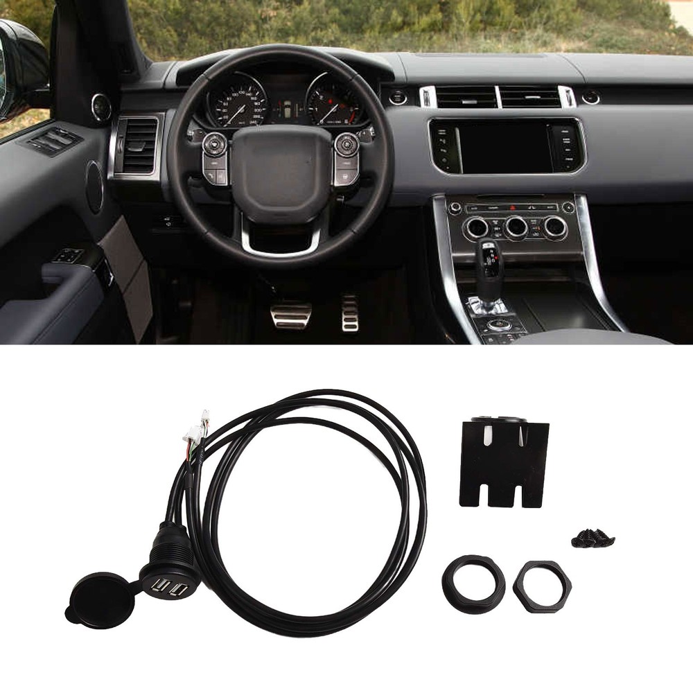 Convenient Flush Mount Car Dual USB Port Panel Adapter 145cm Cable Length