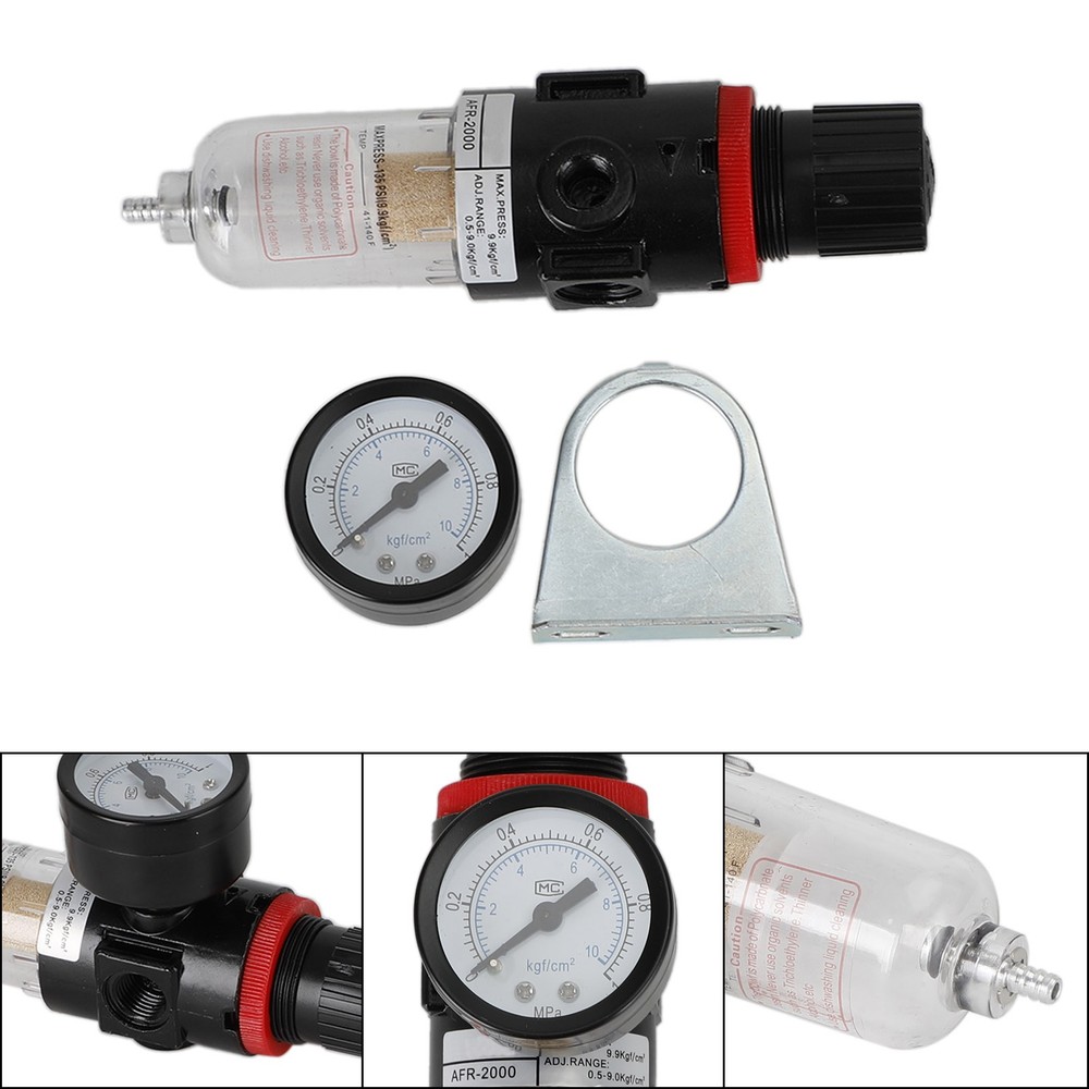 AFR2000 Air Filter Regulator 1/4" Compressor Water Separator Trap Gauge Kit