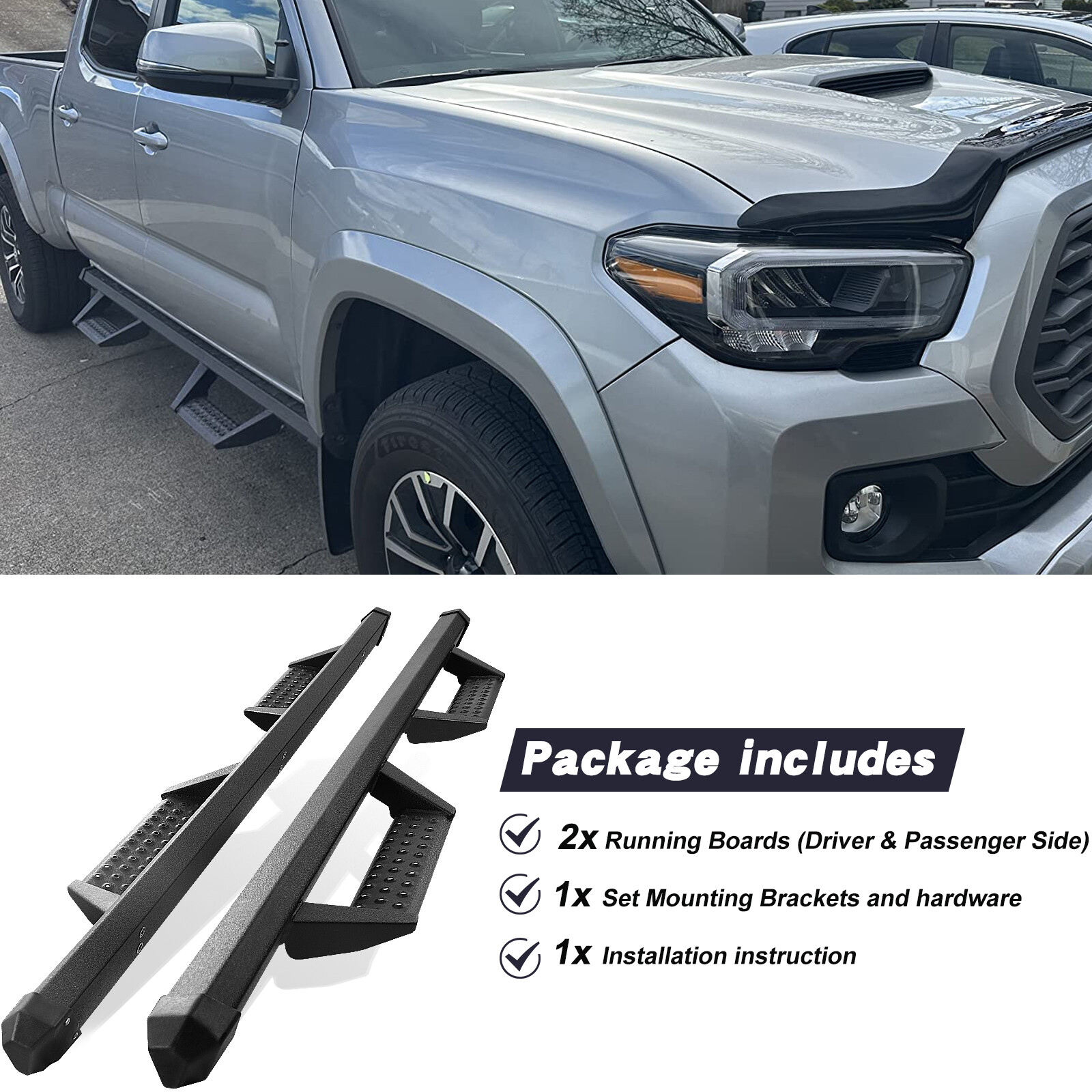 For 05-24 Nissan Frontier Crew Cab 3" Running Boards Step Board Drop Step BCKA