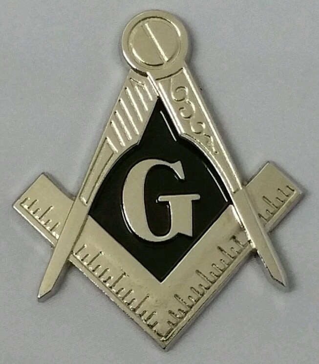 Masonic cut-out car emblem in silver with solid  Black