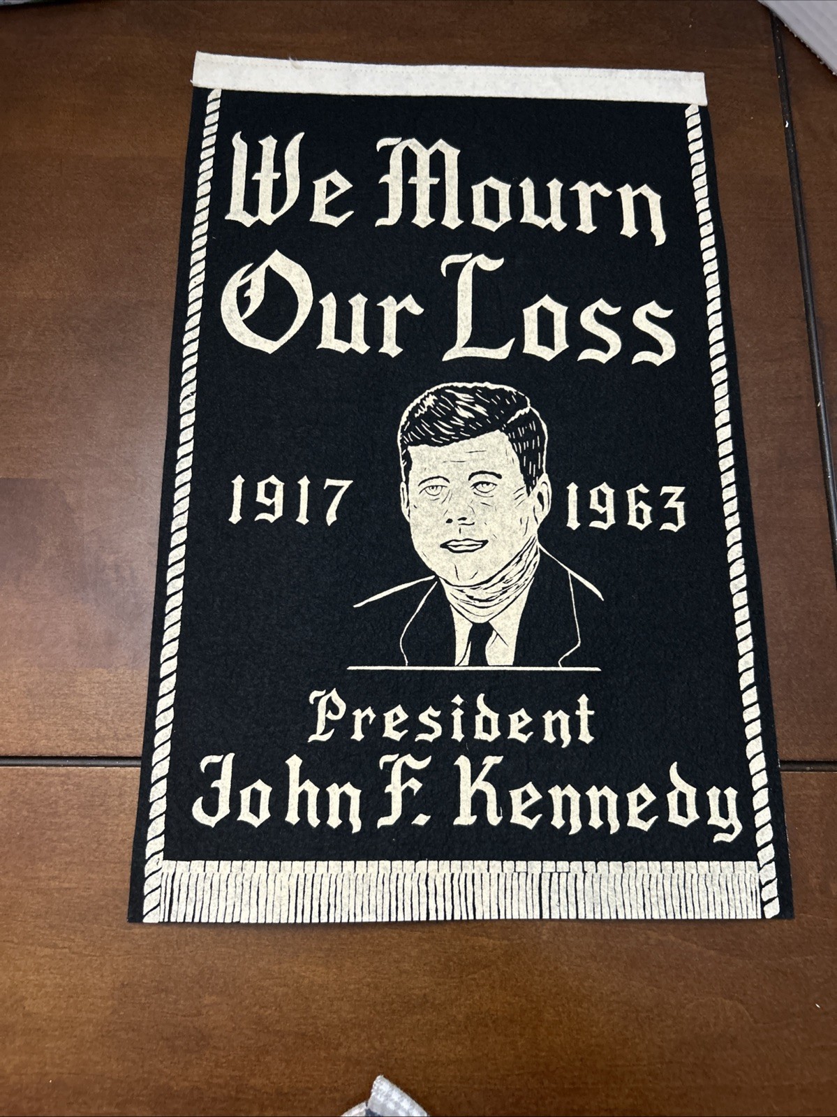 1963 John F Kennedy JFK 1968 Martin King Luther Memorial Felt Banner ORIGINAL