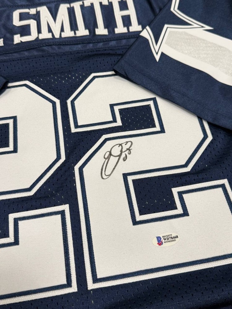 EMMITT SMITH NFL Authentic Blue Jersey Hand Signed BECKETT COA