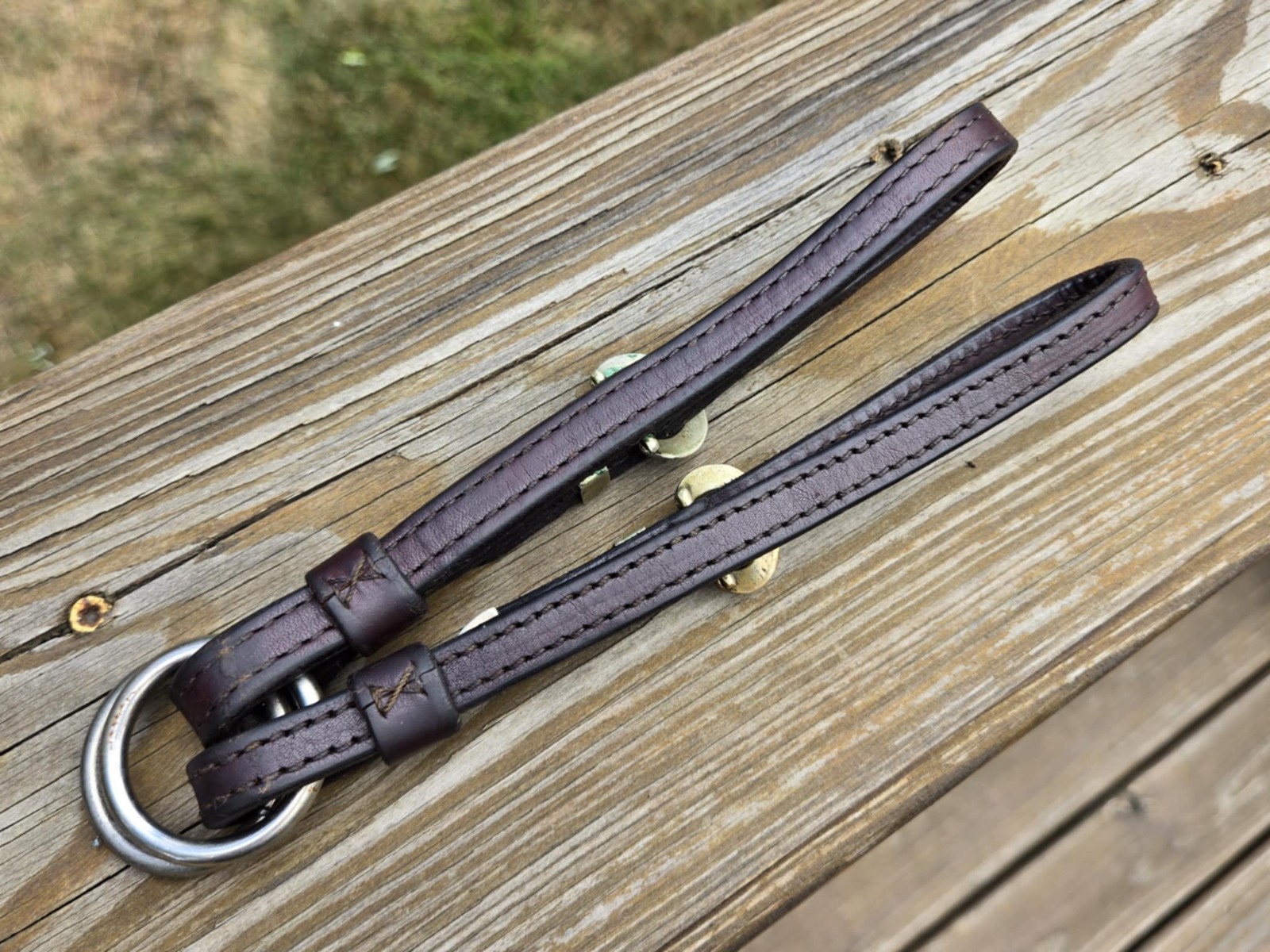 VINTAGE Doubled Stitched Brown Leather MEXICO SILVER Buckle Sets Western Hobbles