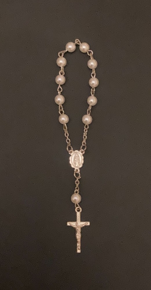 Faux Pearl Chaplet Catholic Rosary Prayer Beads Jesus Crucifix