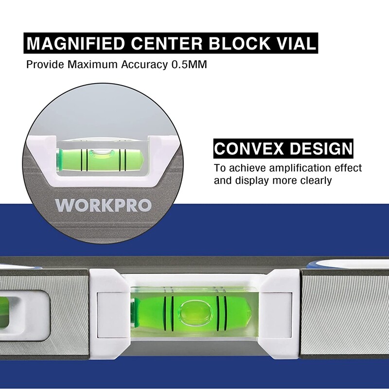 WORKPRO 10" Torpedo Level Aluminum Alloy Leveler Tool 3 Bubble Vials Verti. Site