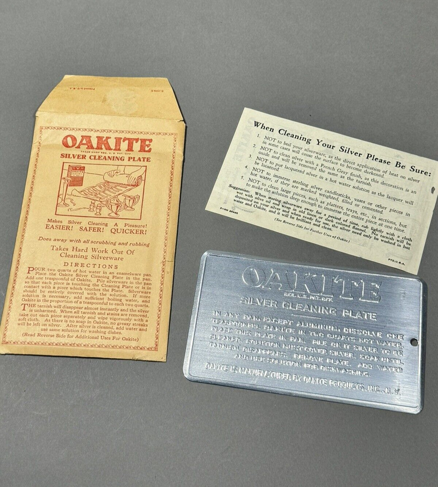 Oakite Vintage Silver Magic Cleaning Plate Advertising Original Package