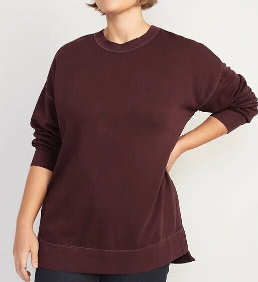 Old Nay Women Oversized Boyfriend Garment-Dyed Tunic Sweatshirt -F333
