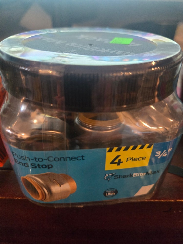 SHARKBITE UR518j4, 4-PACK, BRASS END STOPS, 3/4" , PUSH-TO-CONNECT ~