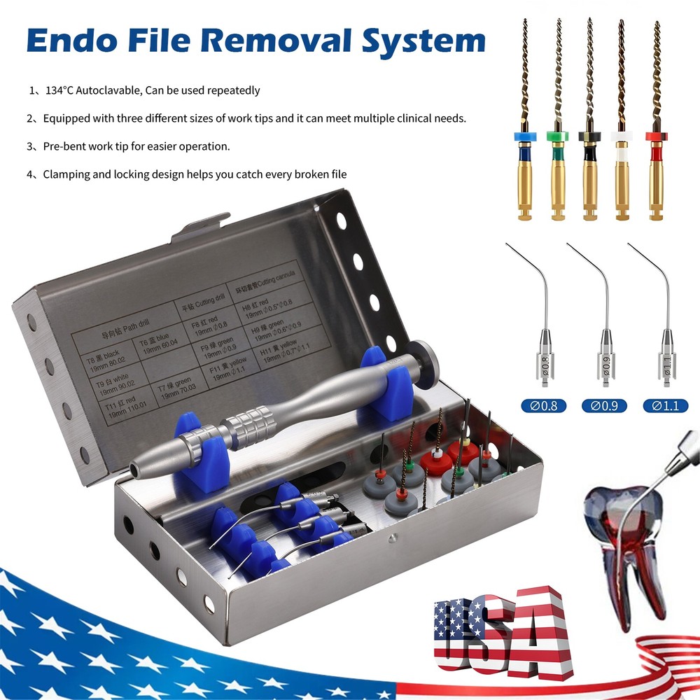 Dental Broken File Extractor Endodontic Removal System Kit Root Canal