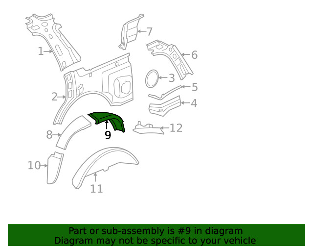 Genuine GM Passenger Side Rear Wheelhouse Outer Panel 15824936