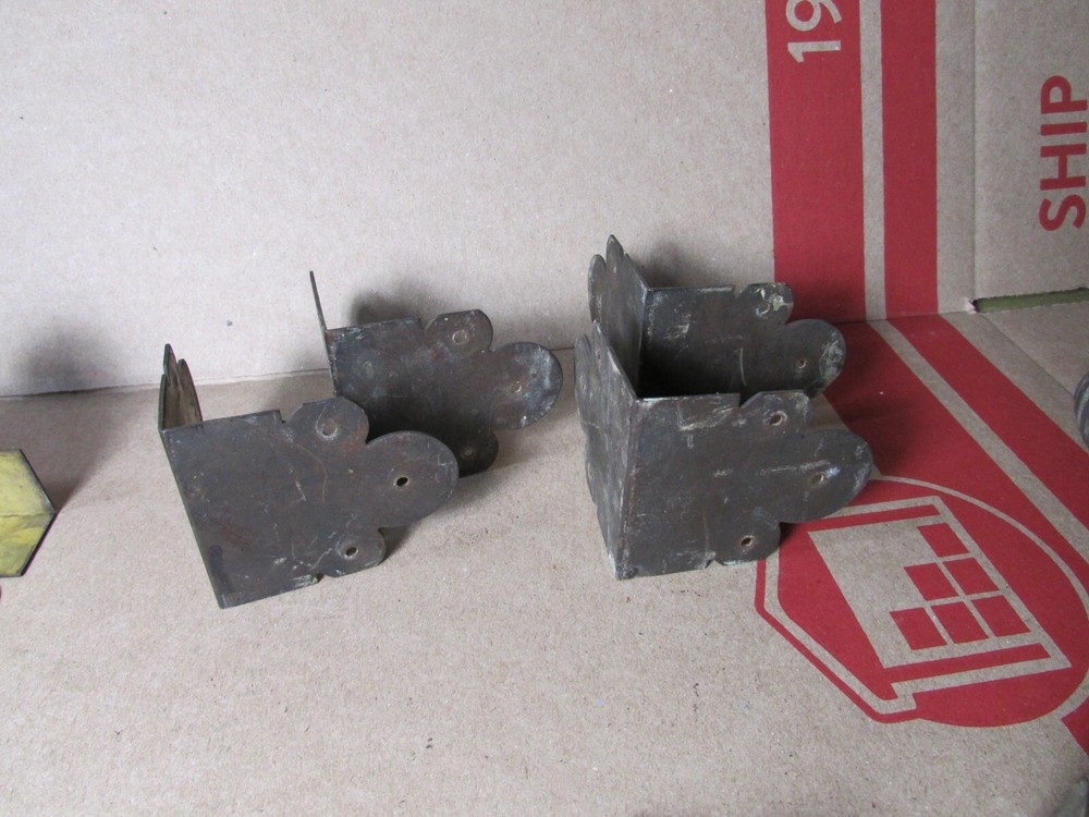Vintage Solid Brass Carpenters Tool Box Corner Hardware Decorative Pieces