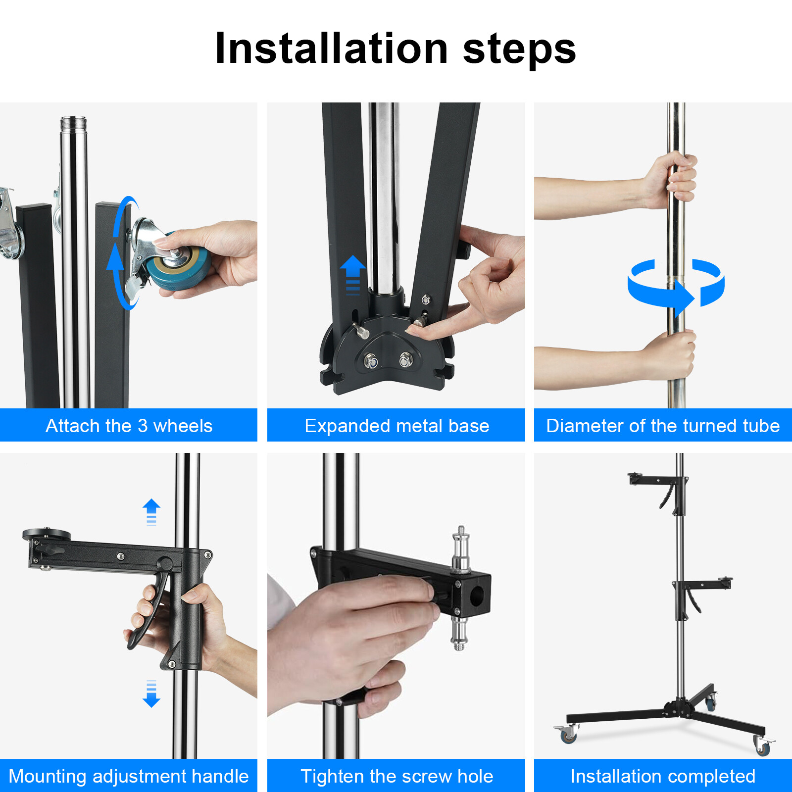Selens 8ft Wheeled Heavy Duty Light Stand Tripod Studio Photography Pistol Grip