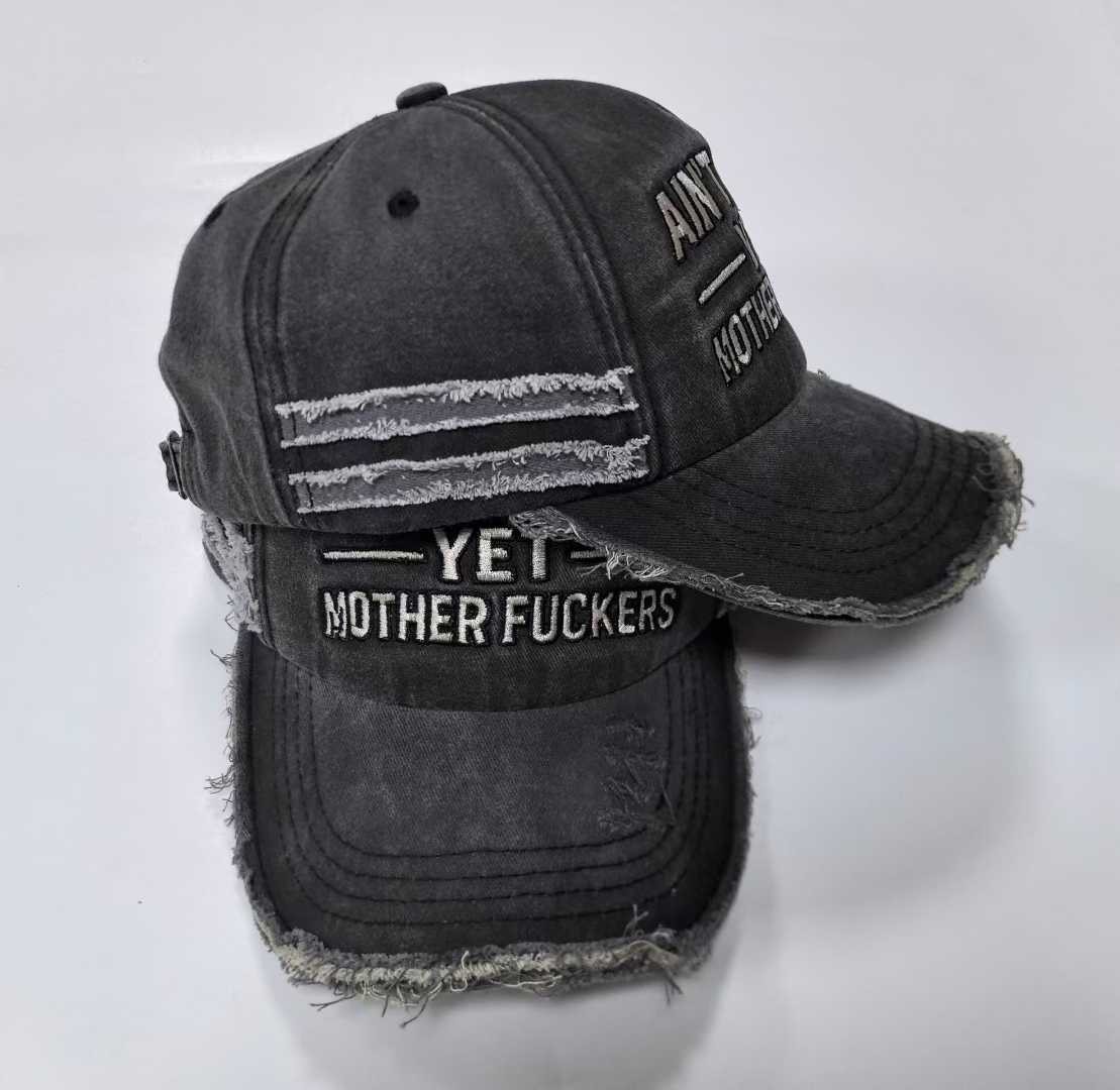 "Ain't Dead Yet" Distressed Washed Black Baseball Cap | Embroidered Dad Hat