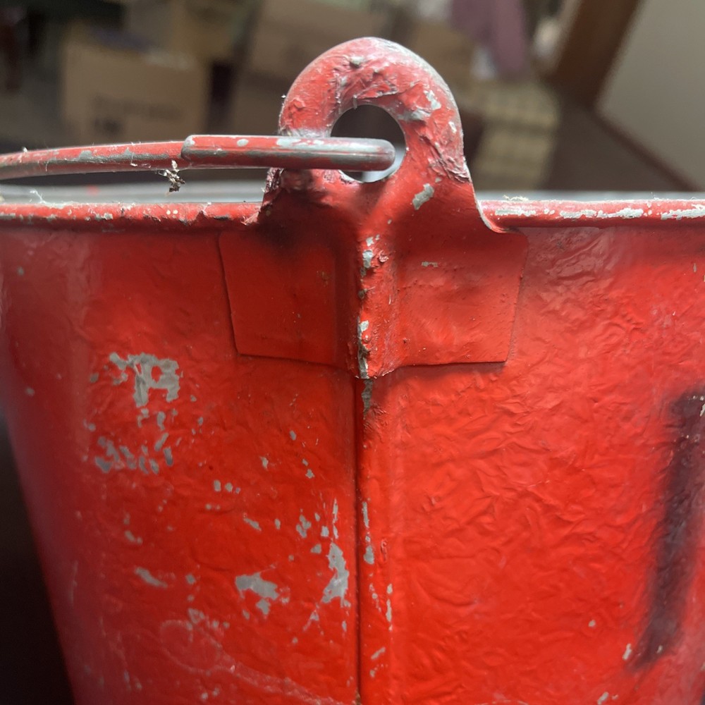 Vintage Fire Bucket With Round Bottom galvanized