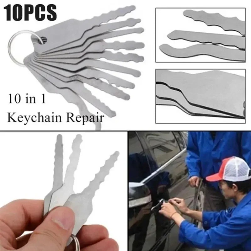 10Pcs Stainless Steel Master Key Skeleton Lock Shape Emergency Tool Replacement