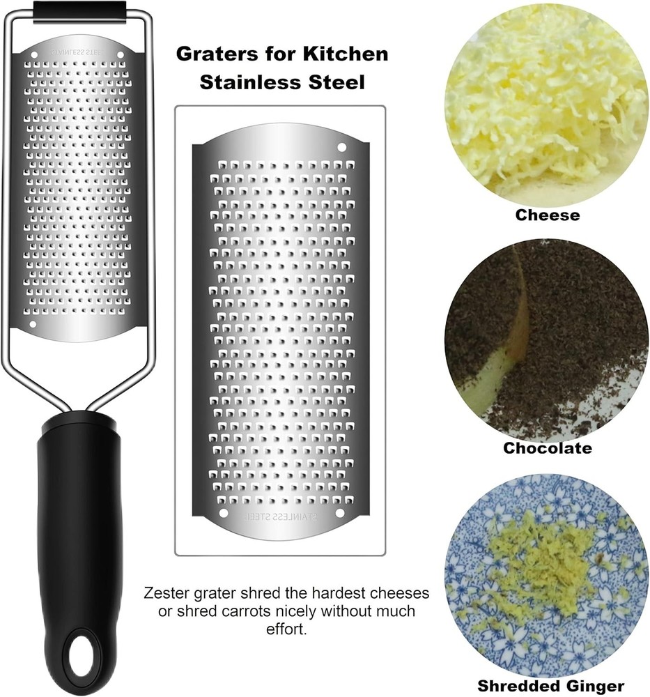 Stainless Steel Cheese Zester Grater with Handle, Handheld Kitchen Tool