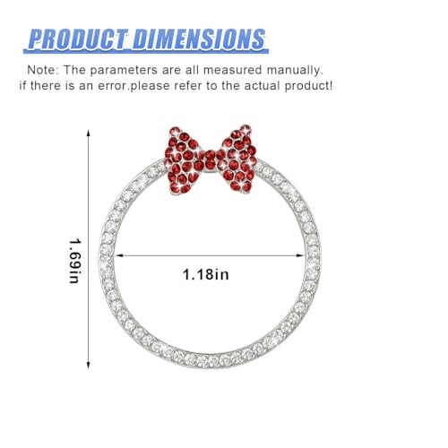 Bling Bow Car Engine Start Stop Button Decoration Ring, Cute Double WhiteRed