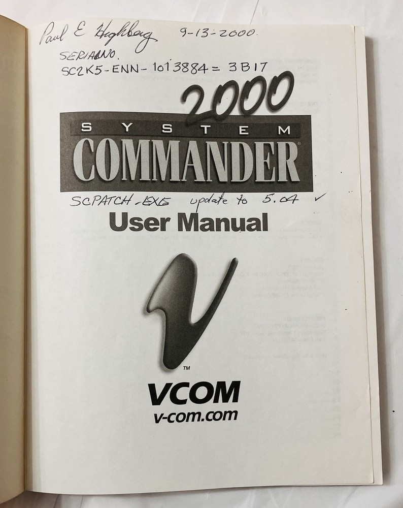 System Commander 2000 User Manual VCOM Partitioning Guide Windows Linux PB Vtg