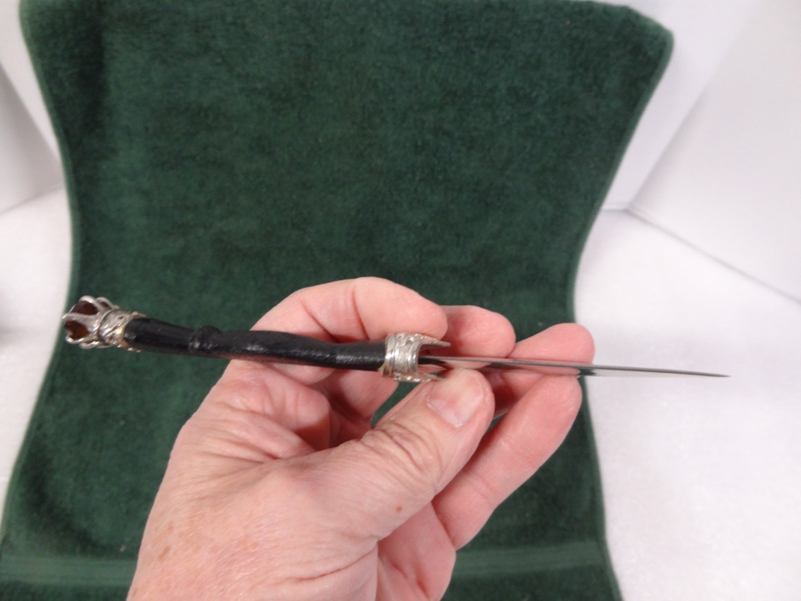 Vintage Scottish Sgian Dubh Kilt Dagger Knife Jewel Top w/ Sheath NIB NEW 7-1/4"