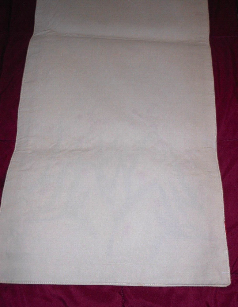 Christmas Table Runner Burlap w/Sparkle Threads Stems & Berries Lined 70" x 14"
