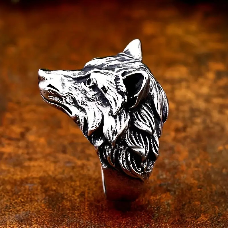 Wolf Head Ring Band Dog Animal Strength Nature Jewelry Silvery