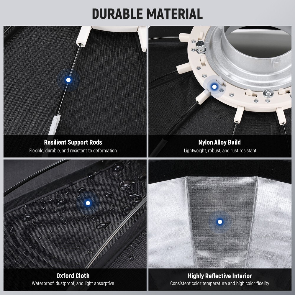 NEEWER 65cm Bowens Mount Parabolic Softbox Dodecagon with Diffusers/Grid/Bag