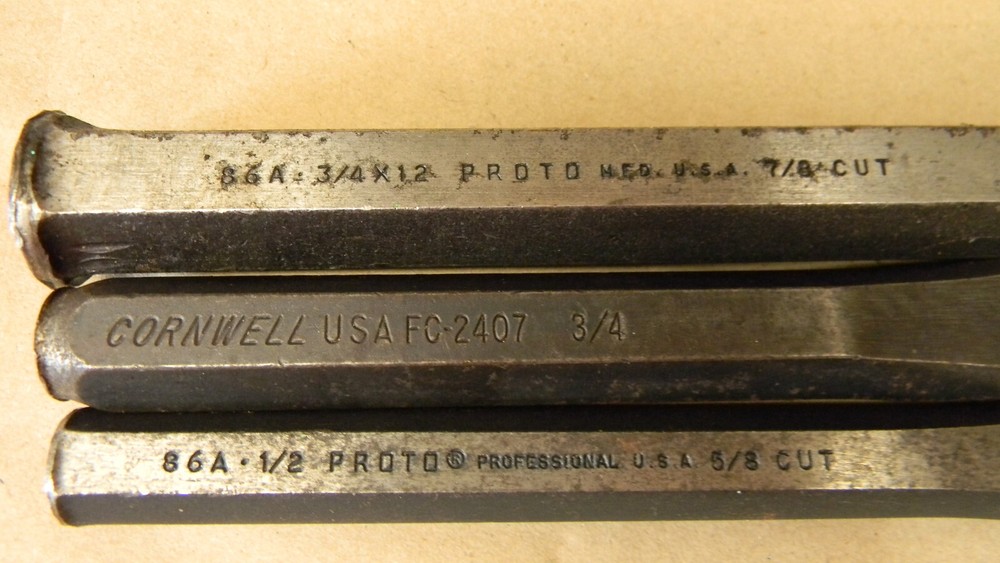 PROTO & CORNWELL 3PC CHISEL SET #86A & FC-2407