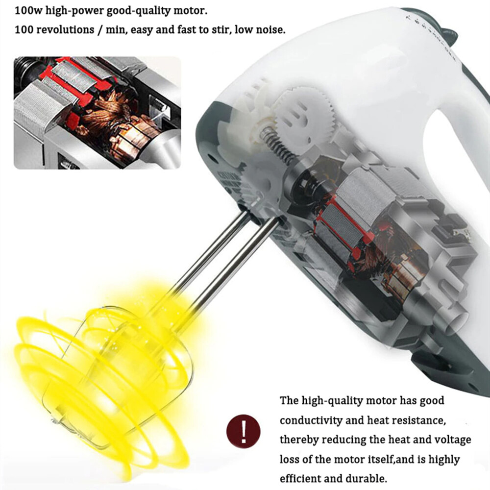 7 Speed Whisk Egg Beater Electric Powered Kitchen Handheld Mixer Cake & Baking