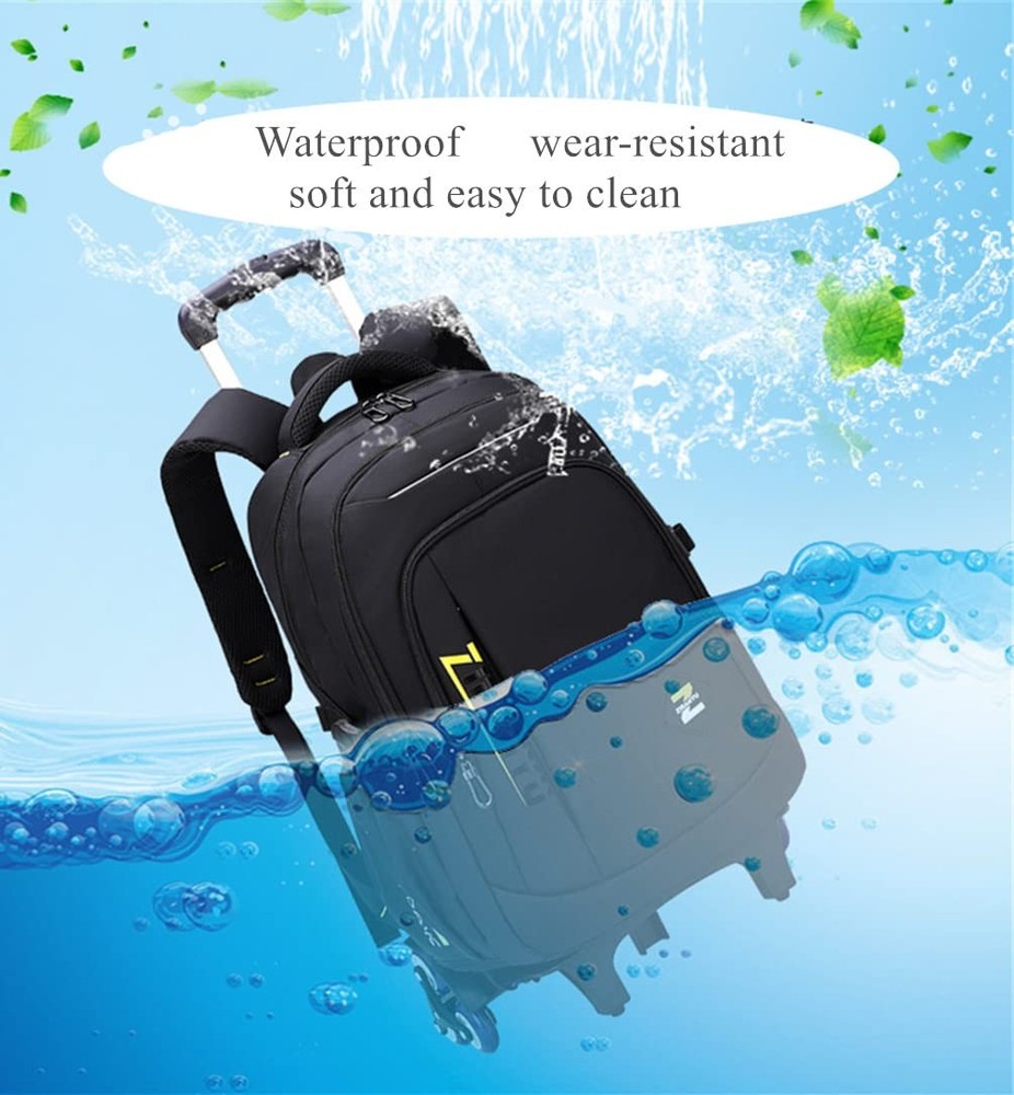 Solid Color Trolley Backpack Schoolbag Middle School Boys Elementary Bag