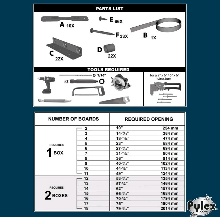 Pylex Deck Sunblind System 11060 Louvers Bracket Shutter Hardware Kit Up to 1...