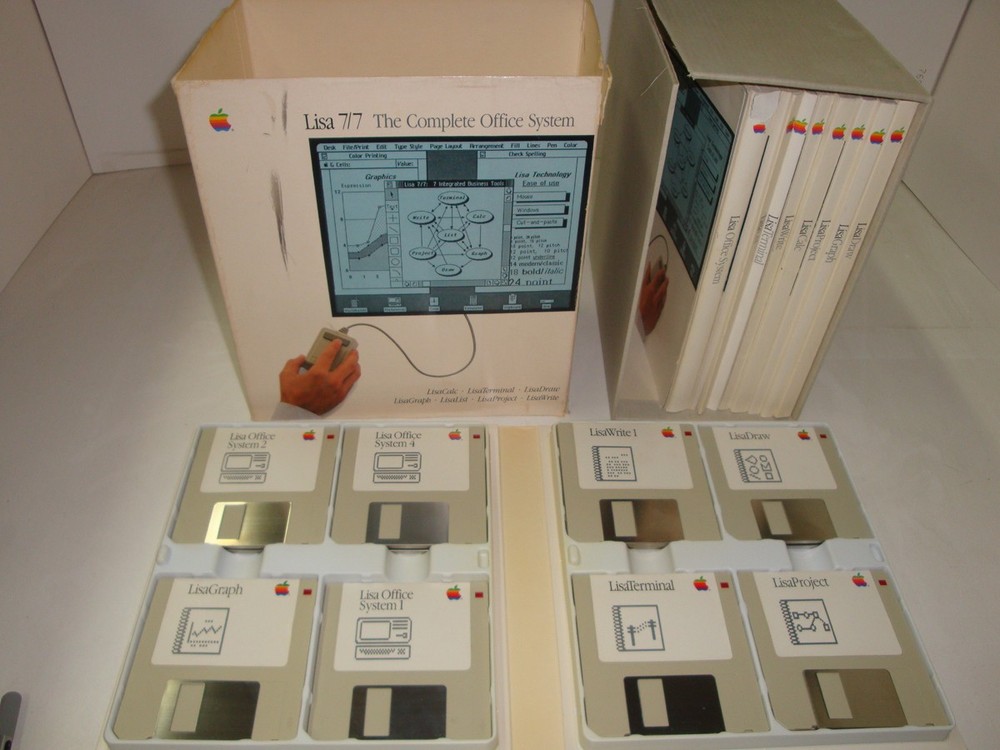APPLE LISA 7/7 COMPLETE OFFICE SYSTEM MANUALS SOFTWARE SET WITH DISCS