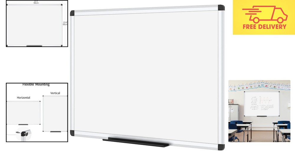 Durable 36x24 Silver Aluminium Frame Magnetic Whiteboard with Easy Wipe Surface
