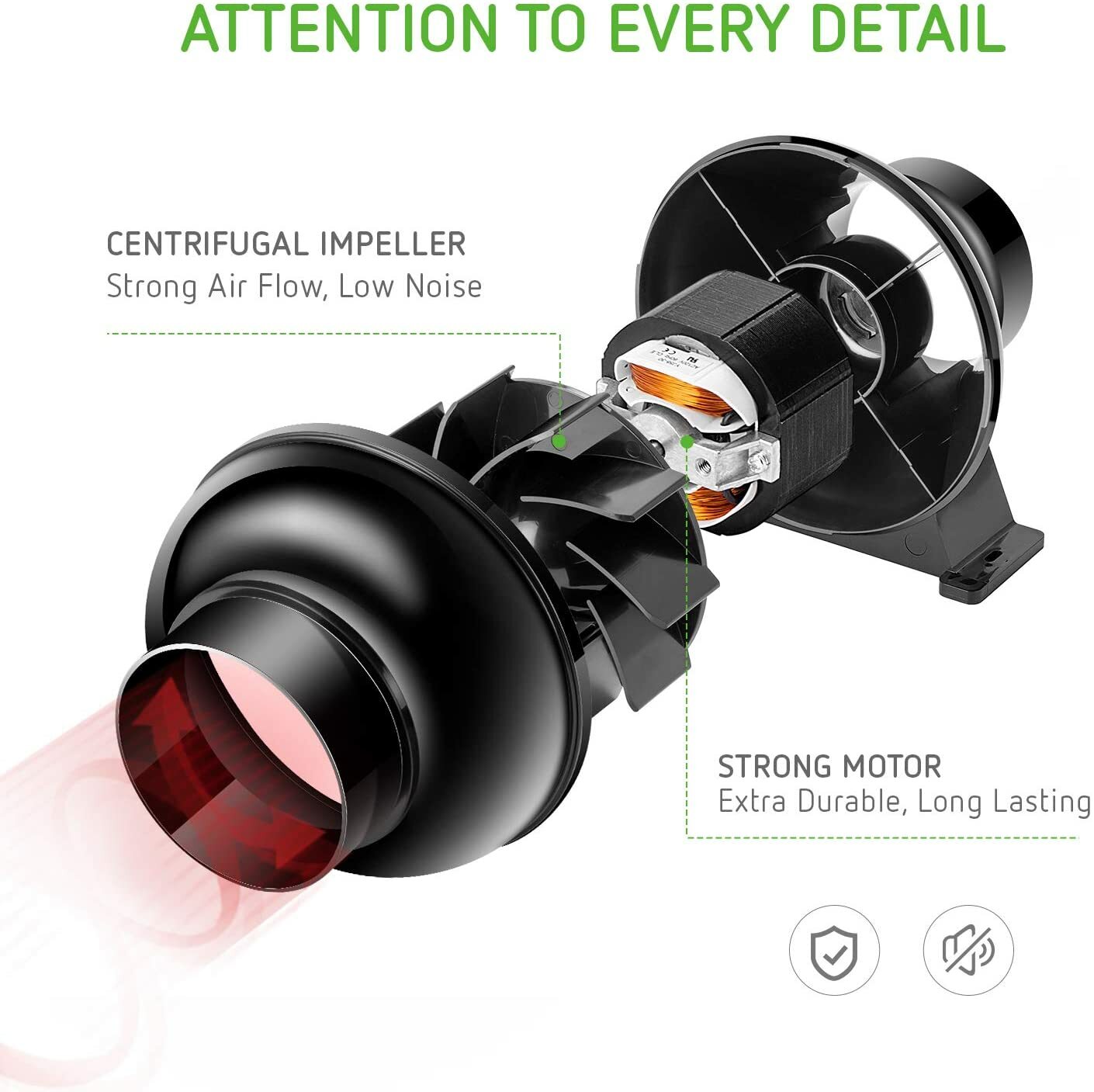 Vivosun 4" 195CFM Inline Duct Ventilation Fan Vent Blower 2500RPM