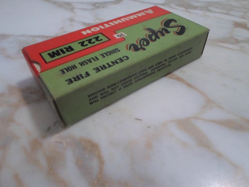 SUPER Ammunition Box, 222 RIM 50 Grain S.P. Empty box