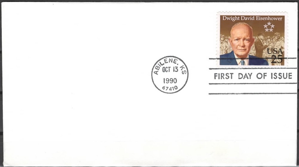 US Scott #2513 "Dwight D. Eisenhower" stamp with no label FDC