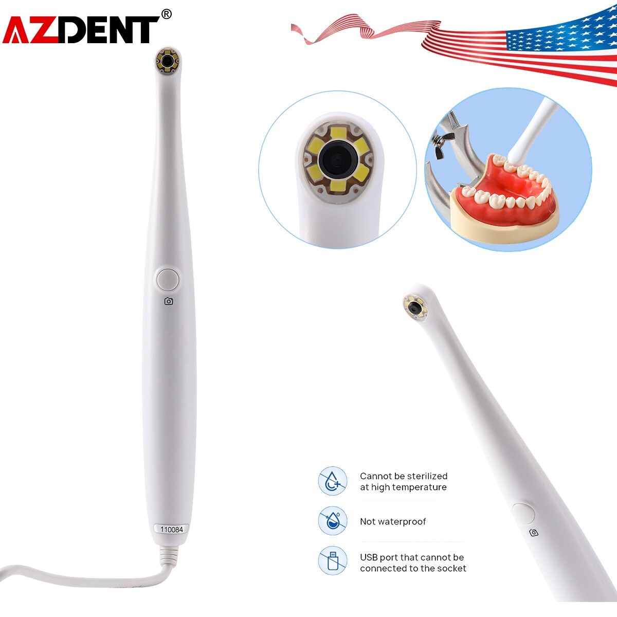 Dental USB Intraoal Camera 6LED Image Automatic Focusing Oral Endoscope 1/4 CMOS