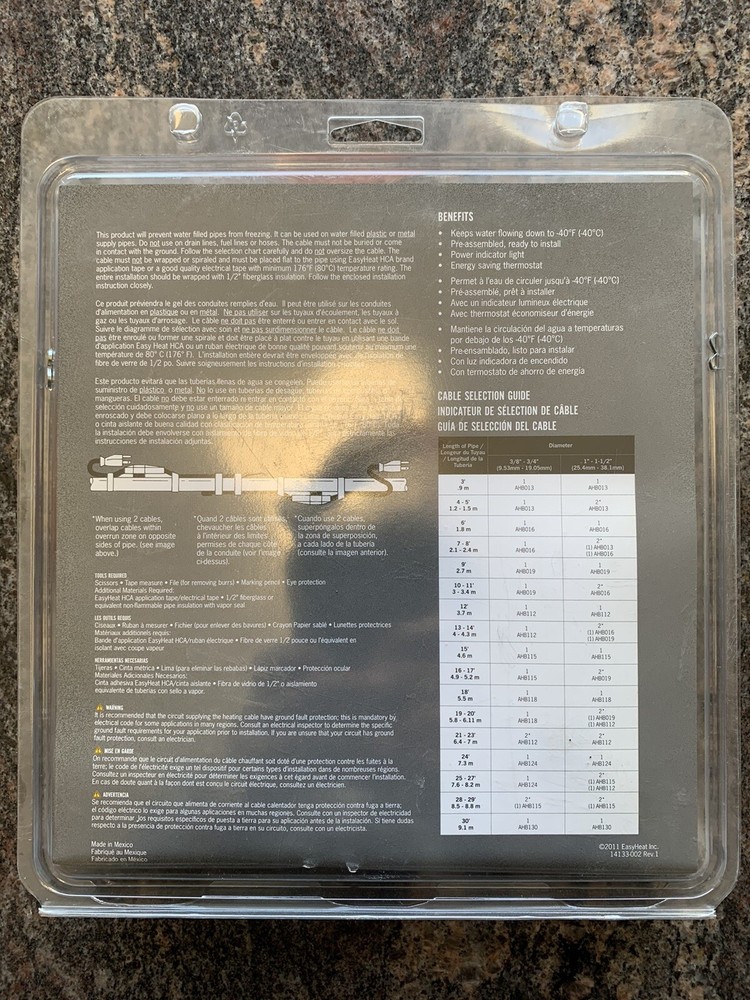 EasyHeat AHB124 24ft Pipe Heating Cable New In Packaging