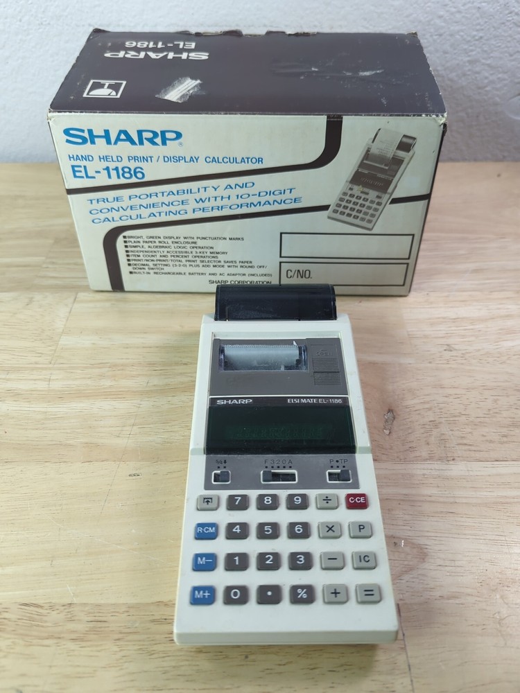 Sharp EL-1186 Elsi Mate Vintage Electronic Printing Calculator With Box Untested