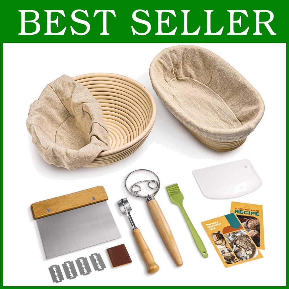 Oval & Round Bread Banneton Set with Essential Tools