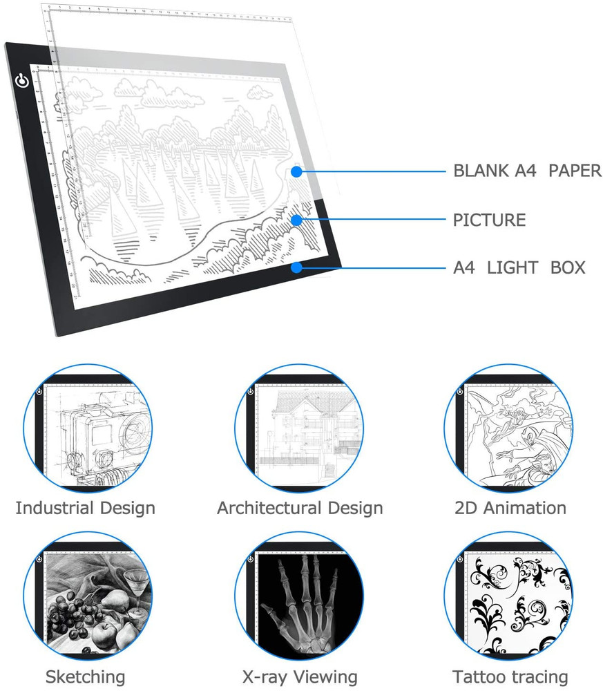 Litenergy A4 LED Copy Board Light Tracing Box, Ultra-Thin Adjustable USB Power A