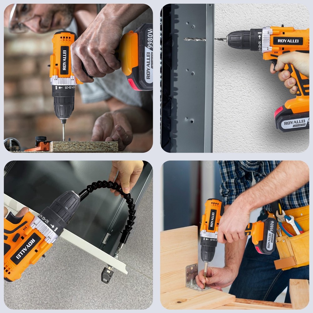 2 Speed Drill Driver Electric Lithium-Ion 1/2 inch Multi-function Cordless Tools