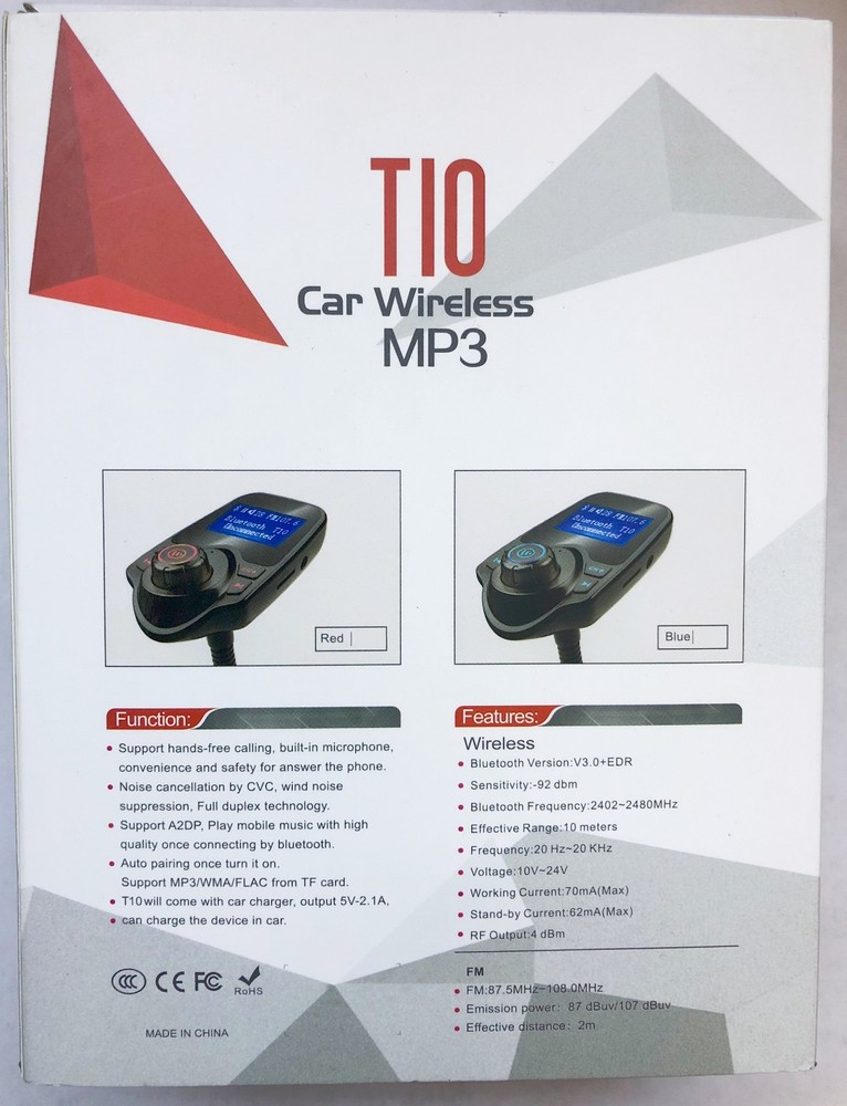 T10 Car Kit Handsfree Wireless Bluetooth FM Transmitter mp3 player USB LCD