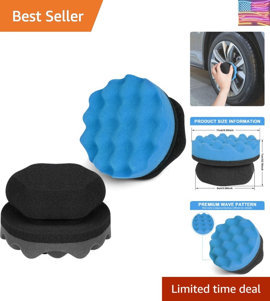 2 Pack Large Tire Shine Applicator Pad, Tire Hex Grip Applicator, Reusable Ca...