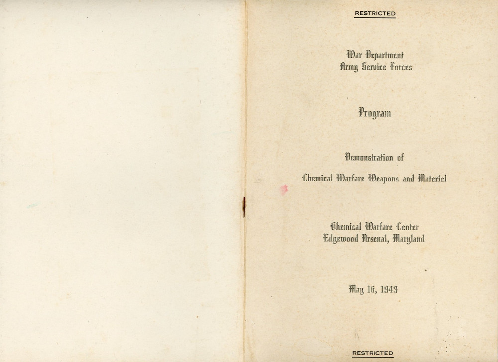 1943 Chemical Warfare Demonstration Program Edgewood Arsenal, MD w/Map #DF
