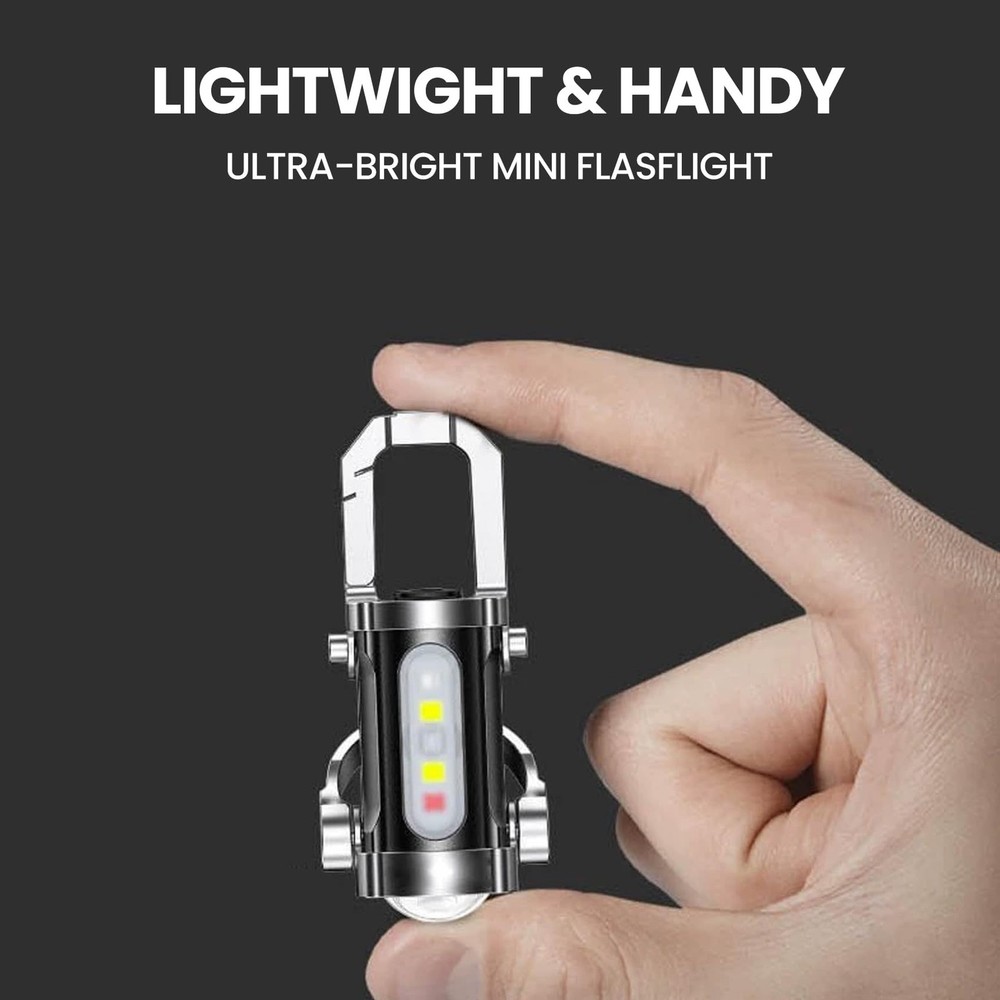 Rechargeable Keychain Flashlight - 4-Pack Portable small flashlight, Black