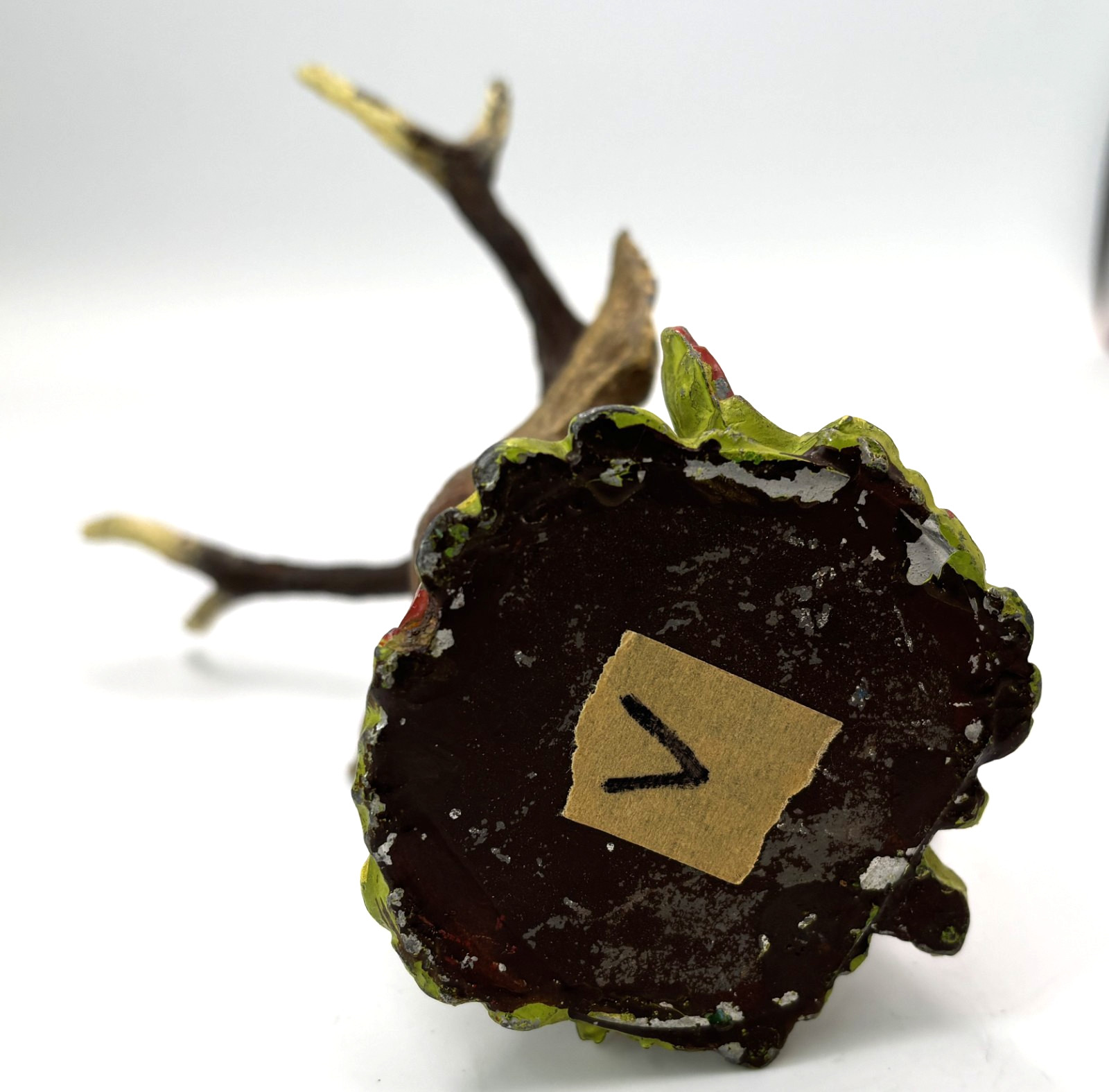 Antique Austrian Cold Painted Bronze Deer Head Stag Elk Pen Rest Holder Detail