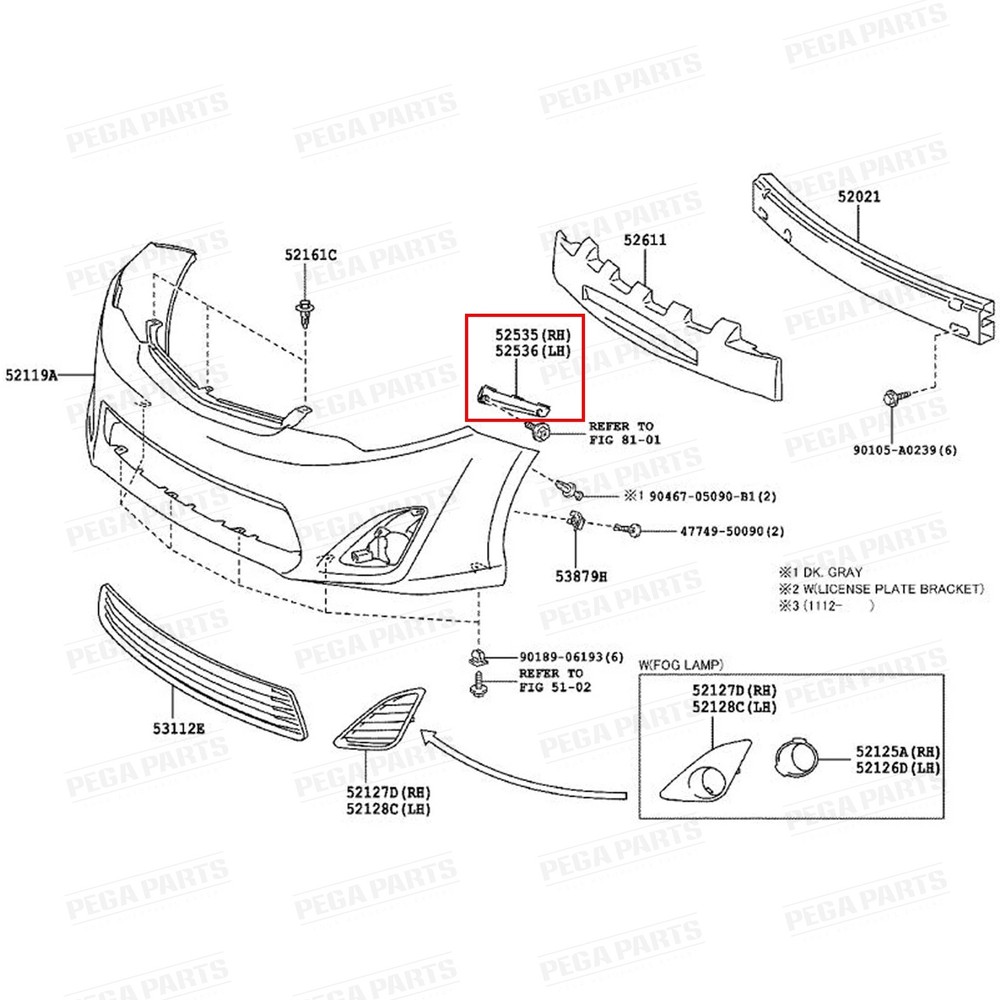 For 2012 2013 2014 Toyota Camry Front Bumper Retainer Support Brackets 2pcs