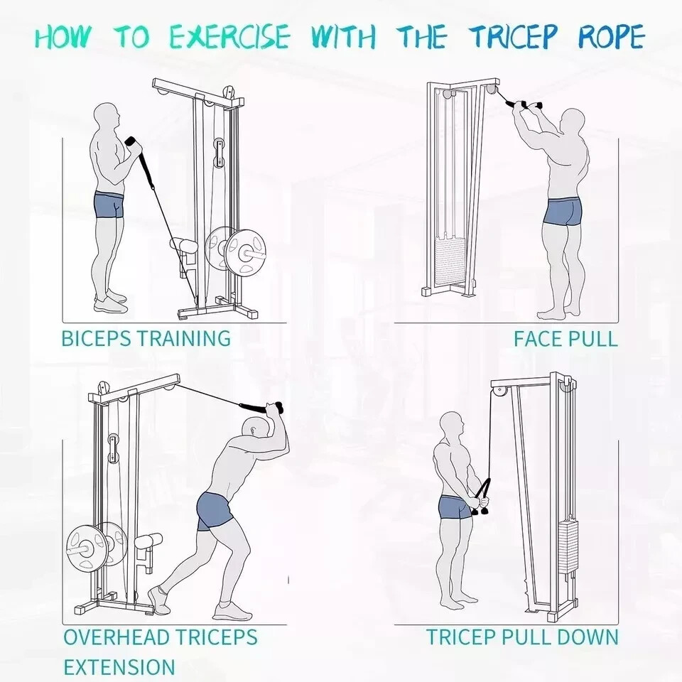 Long Tricep Rope 36'' Cable Attachment LAT Pull Down Attachments Home Gym Equip